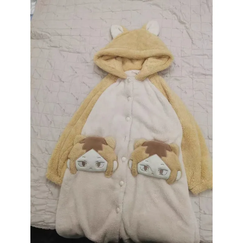 

Popular Winter Warmth Super Thick Princess Style Cute Cartoon Kozume Kenma Meow Fleece Plush Couples Robe Cozy And Thick