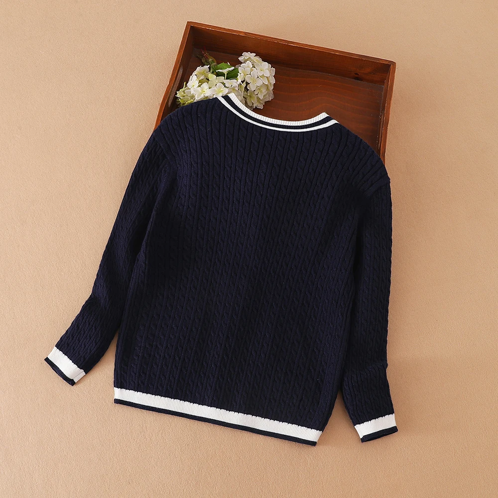 Girls Knitted Cardigan Sweet Bow Decorated Contrast Color Sweater Autumn Winter Kids Clothes New 2025