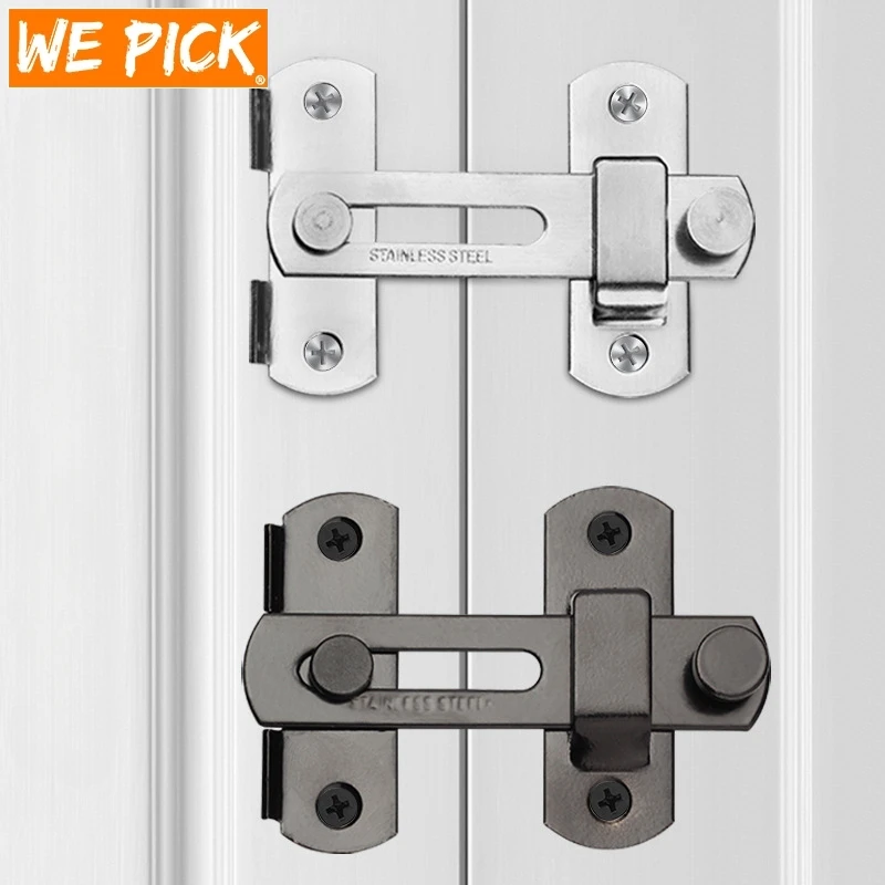 

1PC Door Lock 90 Degree Barn Bolt Cast Stainless Steel Hook Latch Window Cabinet Locks with Screws Right Angle Sliding Gate Lock