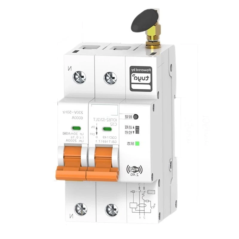 [B17B!】 Tuya Smart Switch 2P 32A Tuya Wifi Metering Smart Switch For Remote Control Via Mobile Phone