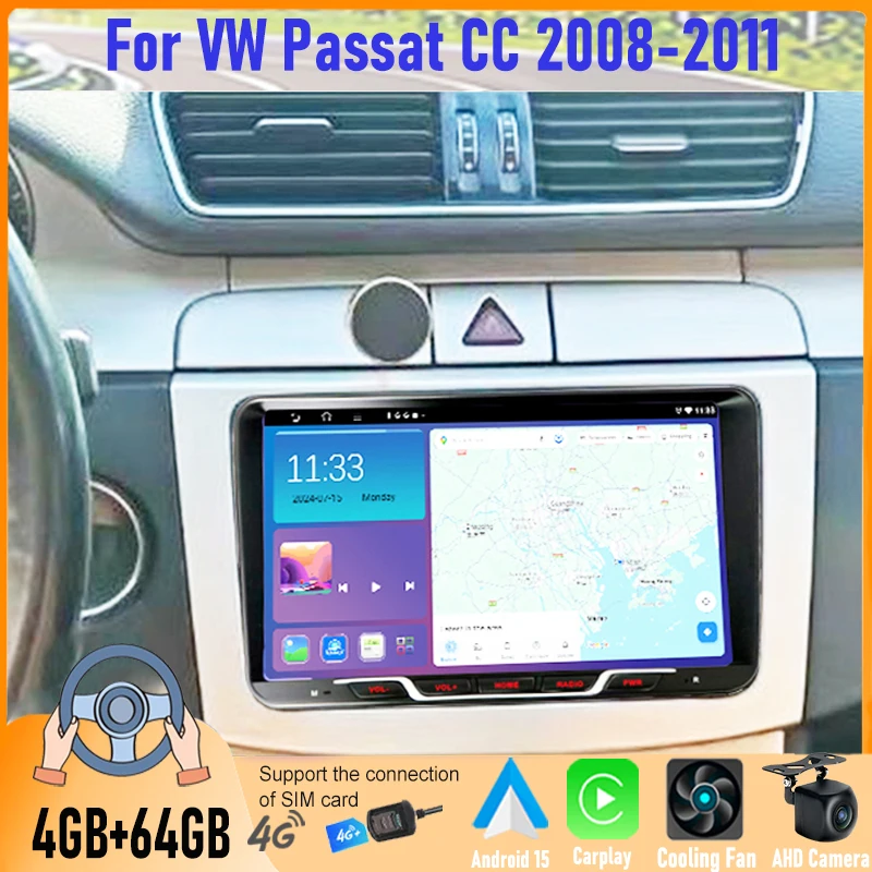 

9' Android Car Stereo for VW Passat CC 2008-2011 with GPS Navigation BT WiFi Apple Carplay Multimedia Audio Player Head Unit