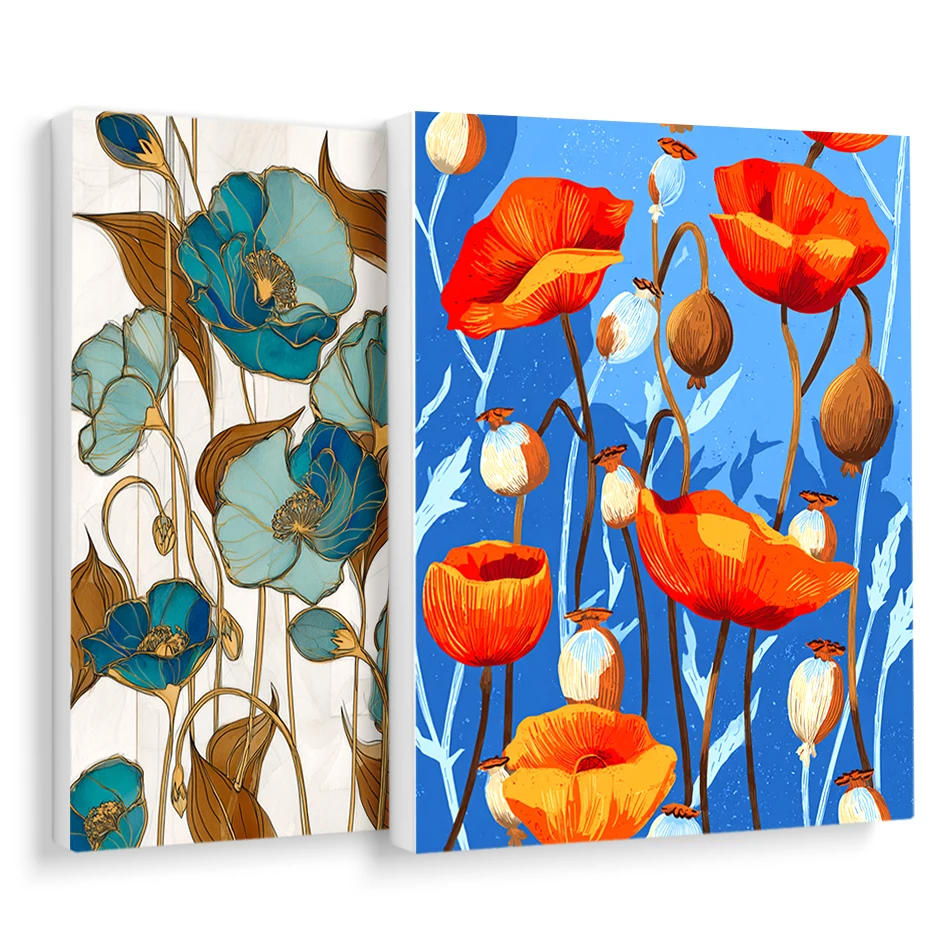 

RUOPOTY Paint By Numbers Simple flower contrasting decorative painting Color Markers Canvas Painting Wall Art Picture Paint Kit