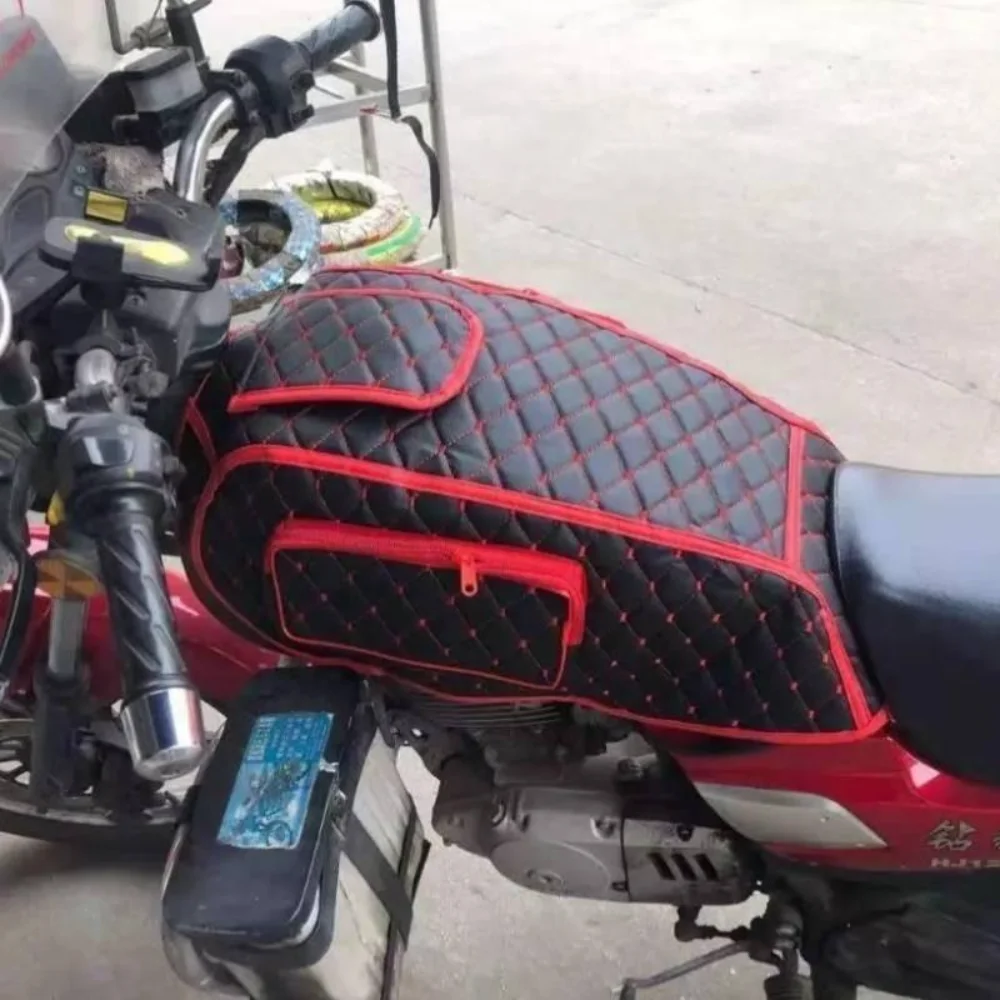 

PU Leather Motorcycle Fuel Tank Cover Quilted Protective Motorbike Tank Protector Decorative Universal Motorcycle Tank Pad
