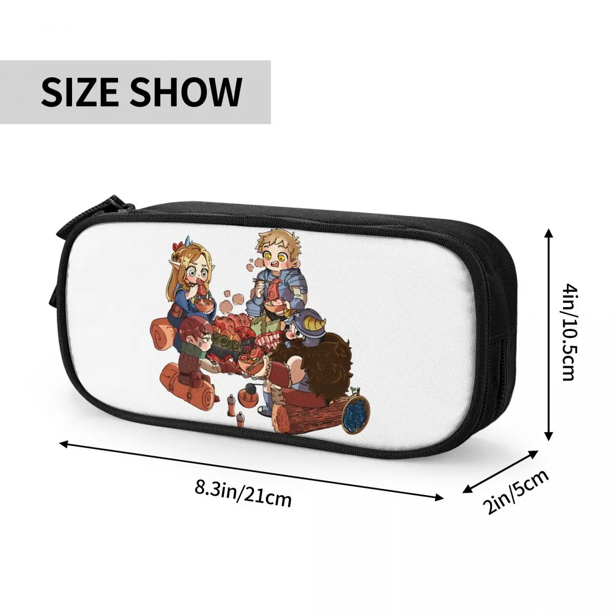 Dungeon Meshi Delicious In Dungeon Lets Eat Pencil Case Pen Box Bag Girls Boys Large Storage School Supplies Zipper Pencilcases