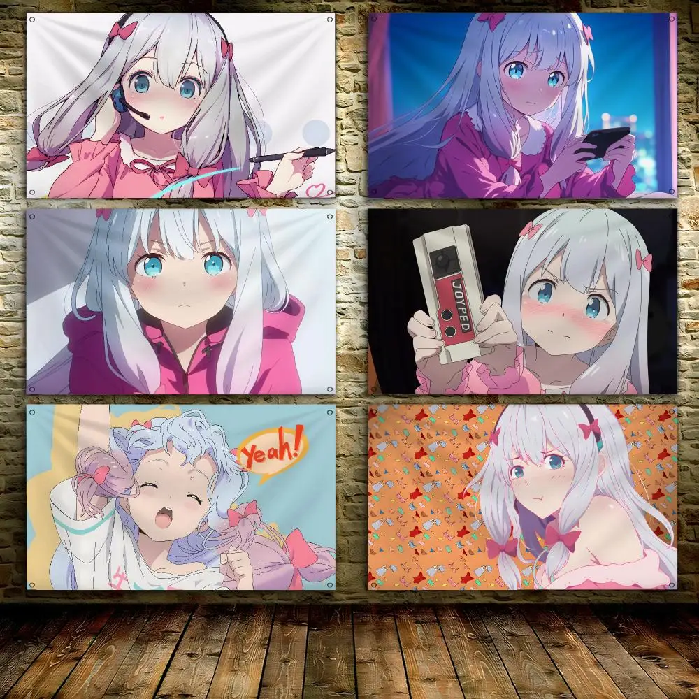 Anime I-Izumi S-Sagiri Flags Custom Wall Hanging Background Art Banner For Bedroom Home Living Room Outdoor Decor
