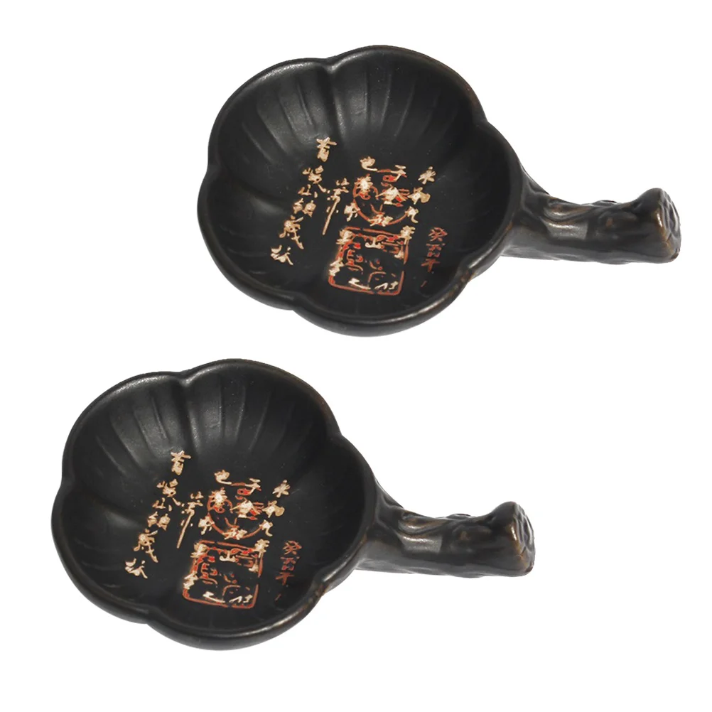 

2Pcs Calligraphy Ink Dish Ceramic Flower Design Smooth Surface Ideal Gift for Painters Teachers Coworkers Stationery