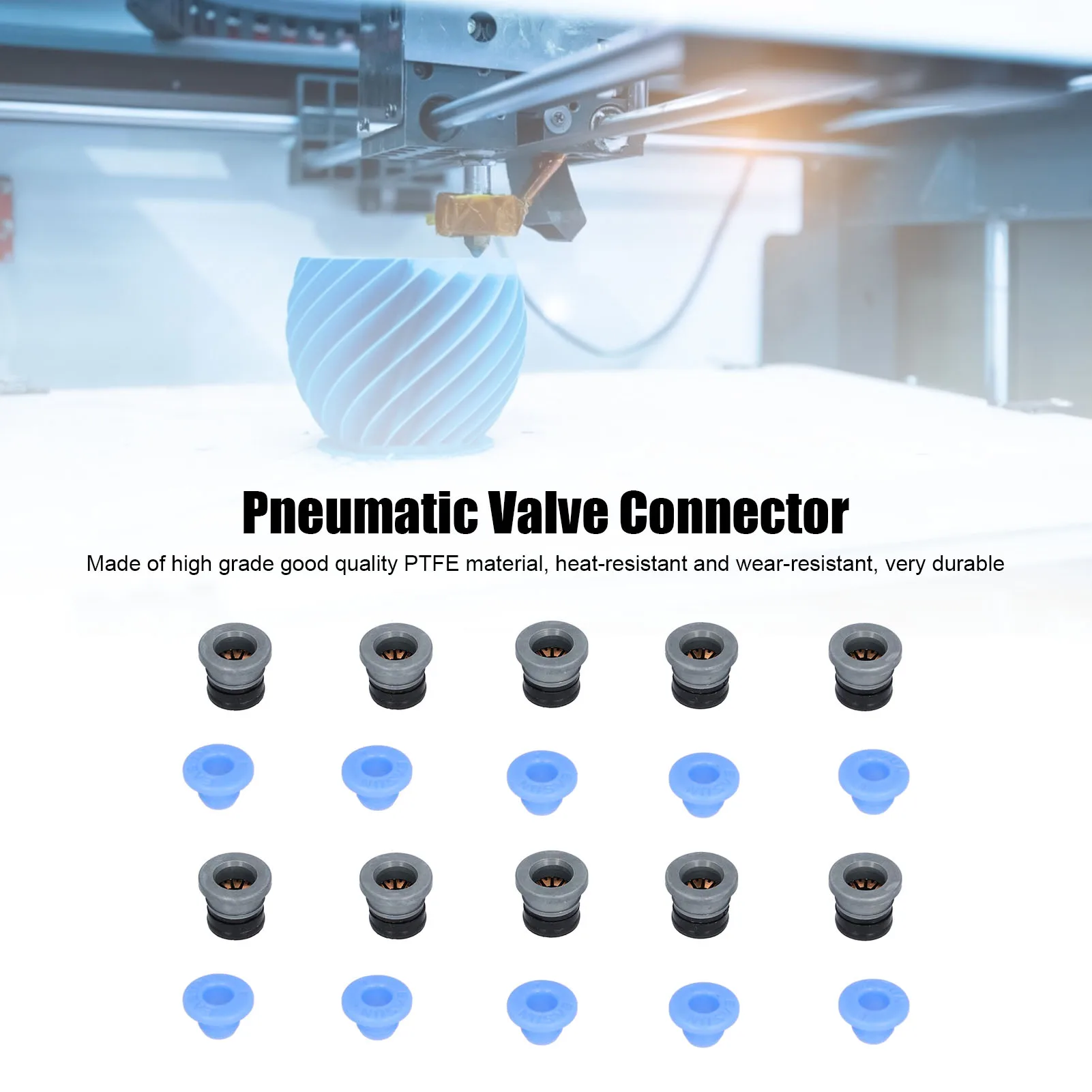 

Соединитель головки пневматического клапана, 10 комплектов, соединительная головка пневматического клапана для экструдера VORON, аксессуары для 3D-принтеров PTFE ECAS04
