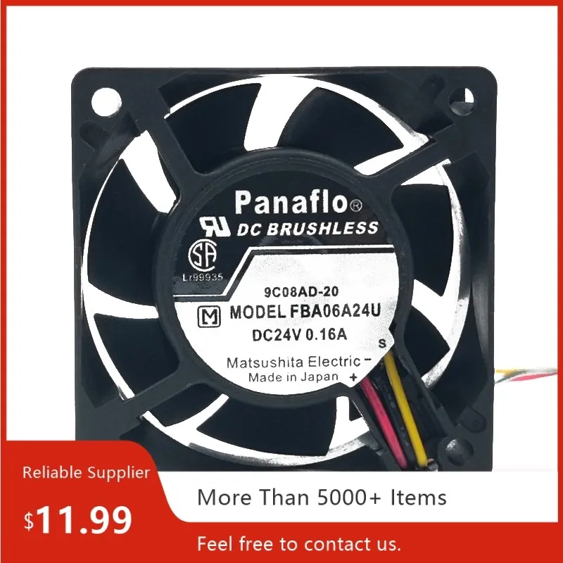 

PANAFLO FBA06A24U 6025 60mm 24V 0.16A High Airflow Cooling Fan For Inverter, Industrial, And Cabinet Ventilation