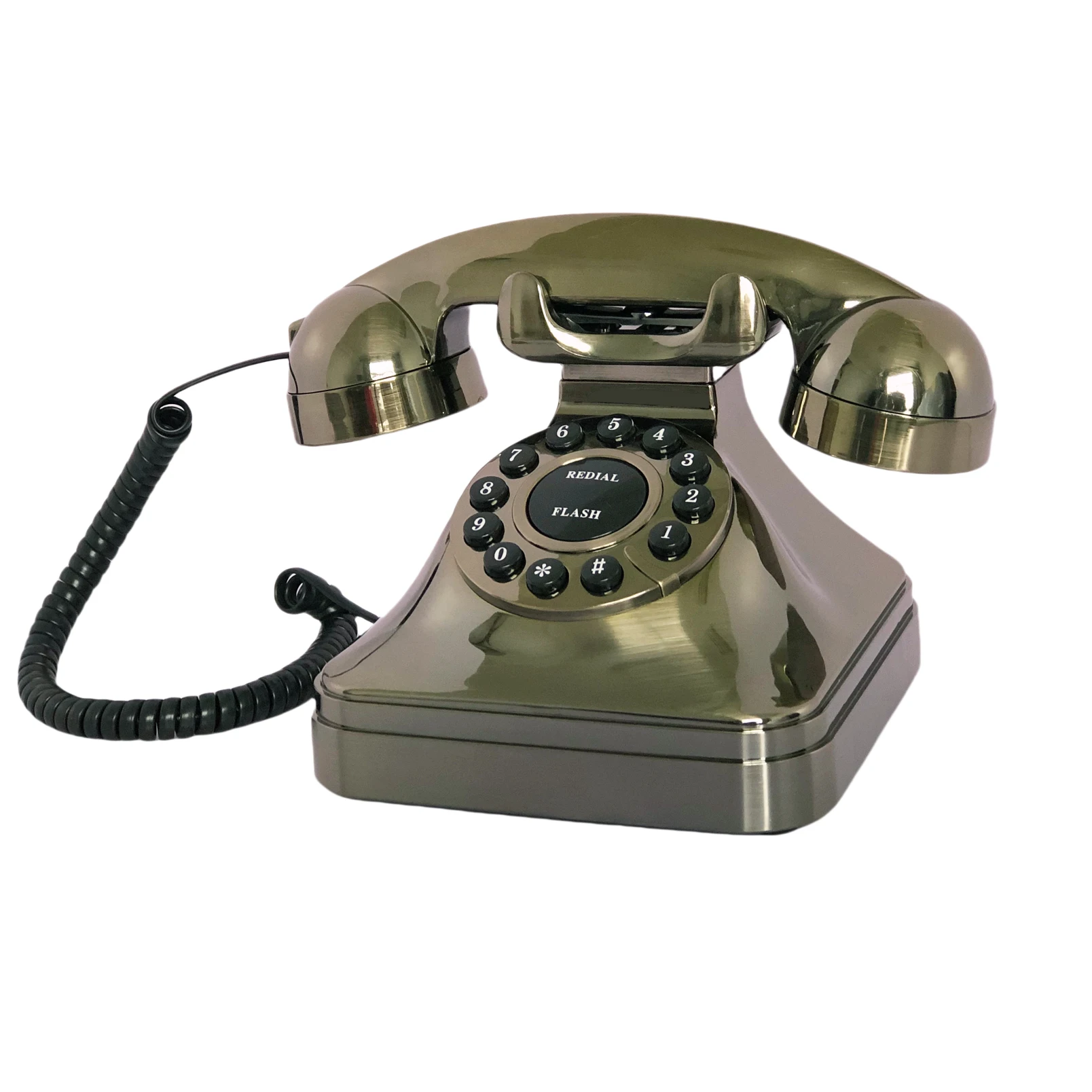 Retro Telephone, Corded Landline Phone 1980s Vintage Telephone Old Fashion Analog Senior Phone with Flash/Redial/Ringer for Home