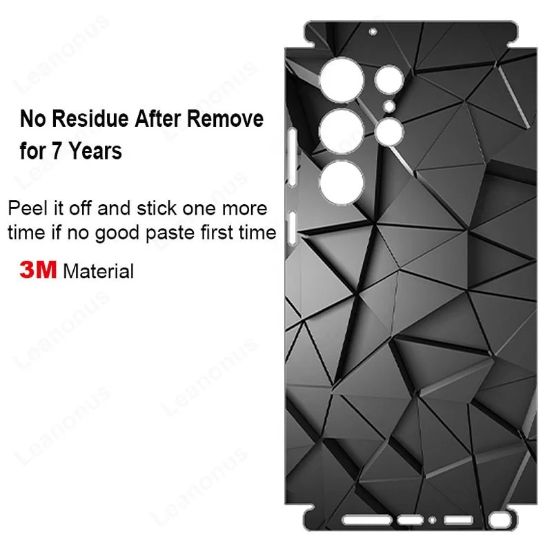 Black Crack Skin for Samsung Galaxy S23 S22 S24 Ultra A55 A54 5G Decal Back Protector Film Cover 3M Wrap Honeycomb Sticker