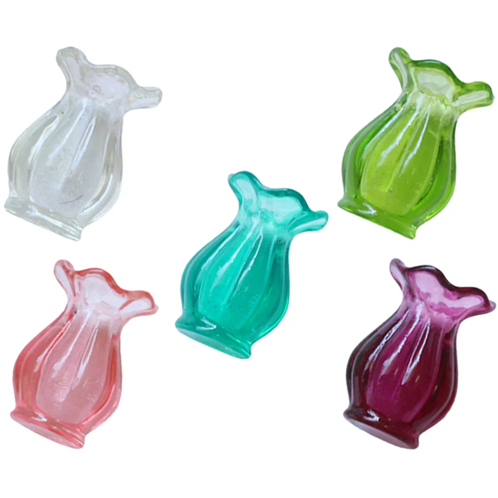 

5 Pcs Mini Vase Set Small Resin Decor Accessories Home Decor Living Room Shelf Ornament Simulated Flowers Modern Style
