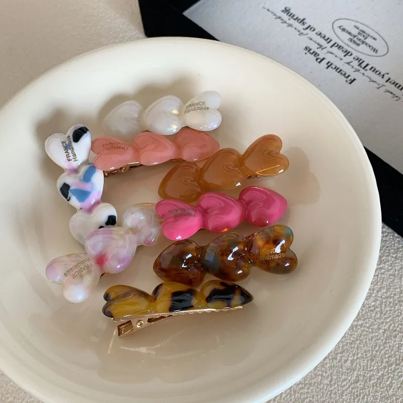 

Acetate Heart Duckbill Hair Clips Korean Design Side Clips for Women Girls Sweet Love Shape Non Slip Grip No Crease Must Have