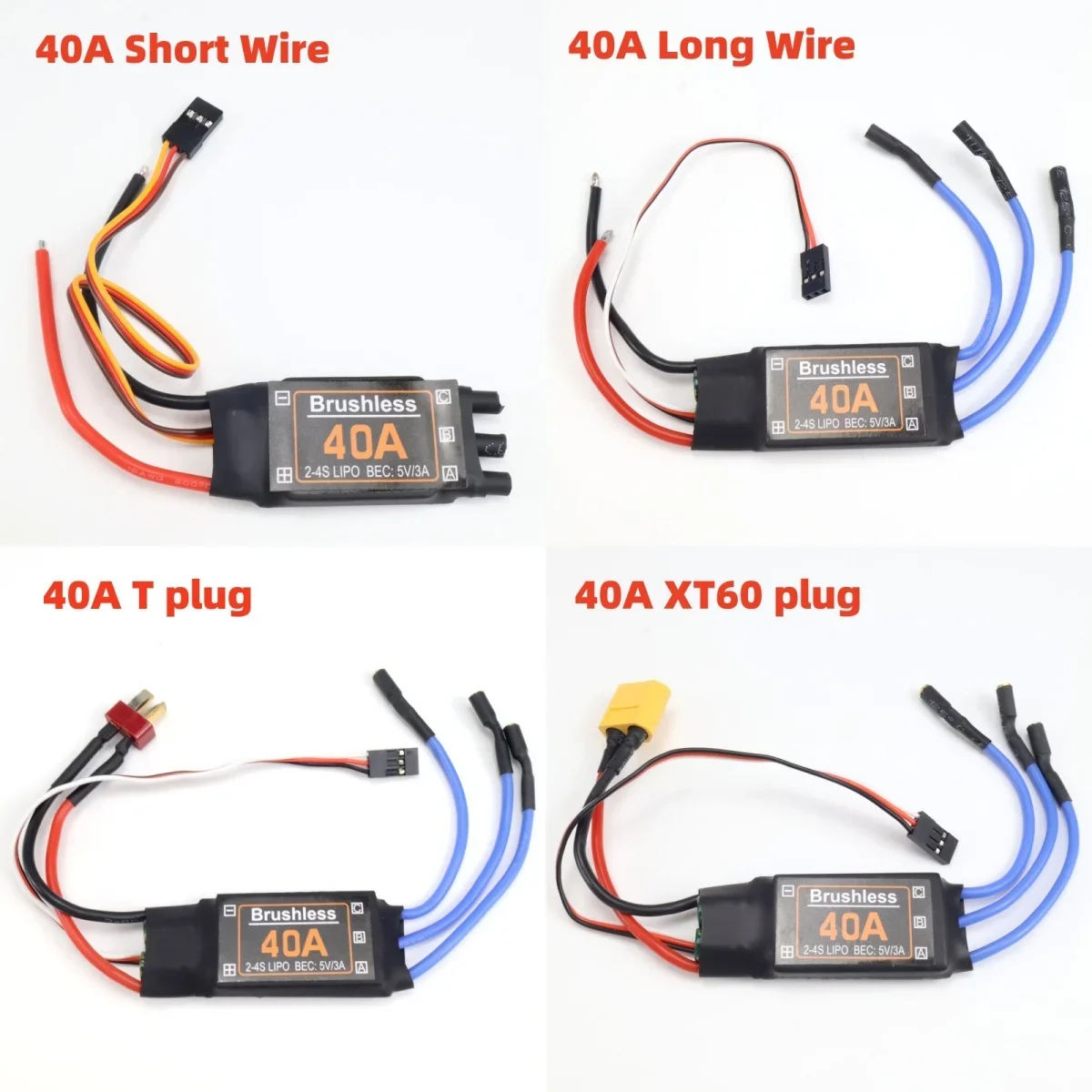 Brushless 40A ESC Speed Controller for RC FPV Quadcopter Airplanes Helicopter with 5V 3A UBEC F450 F550 S500 30A Motor XT60
