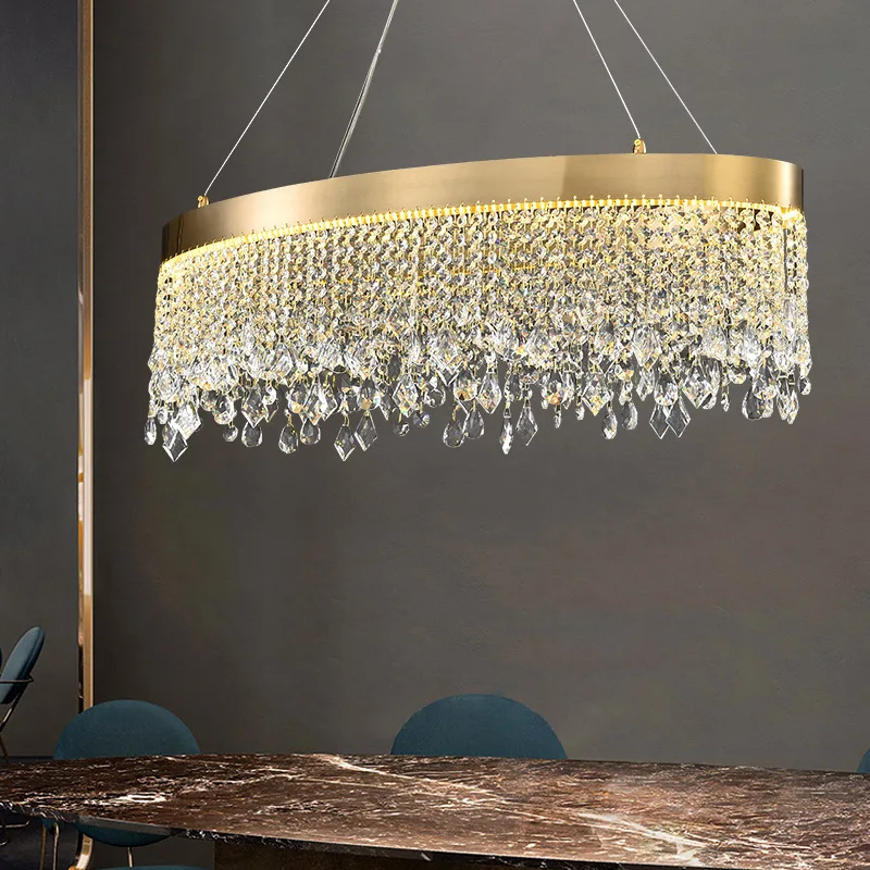 Imagem -05 - Nordic k9 Lustre de Cristal Luxo Pendurado Lâmpada Ouro Led Círculo Teto Pingente de Luz Lustre Decoração de Casa Venda de Fábrica 2024