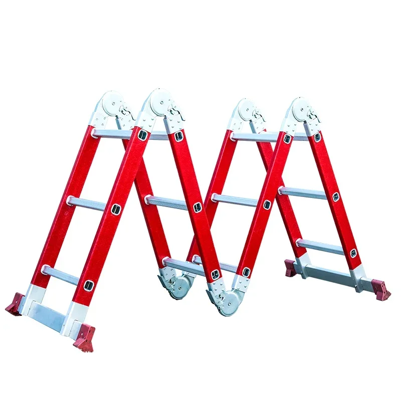 YYHC4 x 3 steps hot sale multifunctional big hinge folding fiberglass ladder