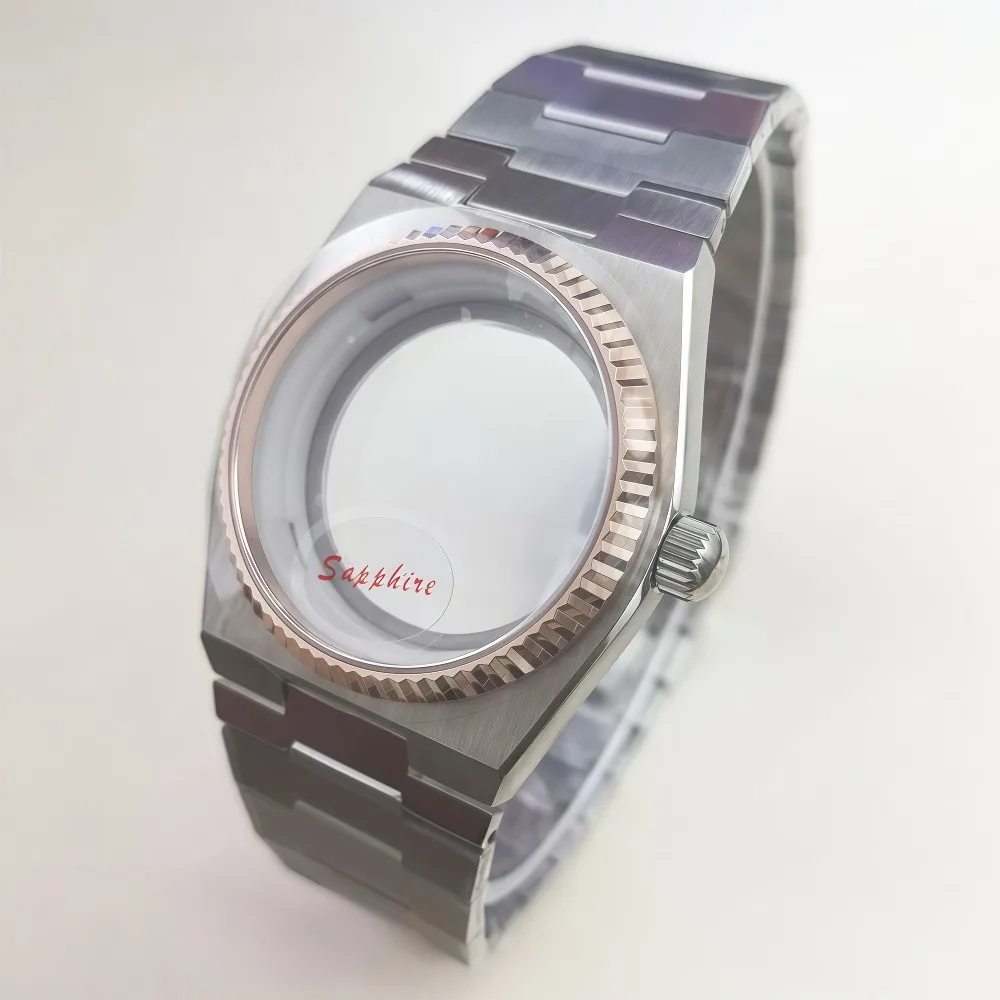 PRX سوبر لاعب ساعة حافظة 40 مللي متر NH35 حافظة الفولاذ المقاوم للصدأ رجل ساعة مع حركة NH35 NH36 مع أجزاء ساعة زجاجية الياقوت