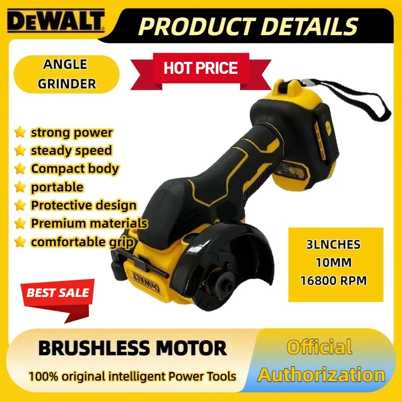 

DEWALT Cordless Angle Grinder 3 Inch Mini Polishing Grinding Machine Electric Cutting Power Tools For 20V 18V Battery