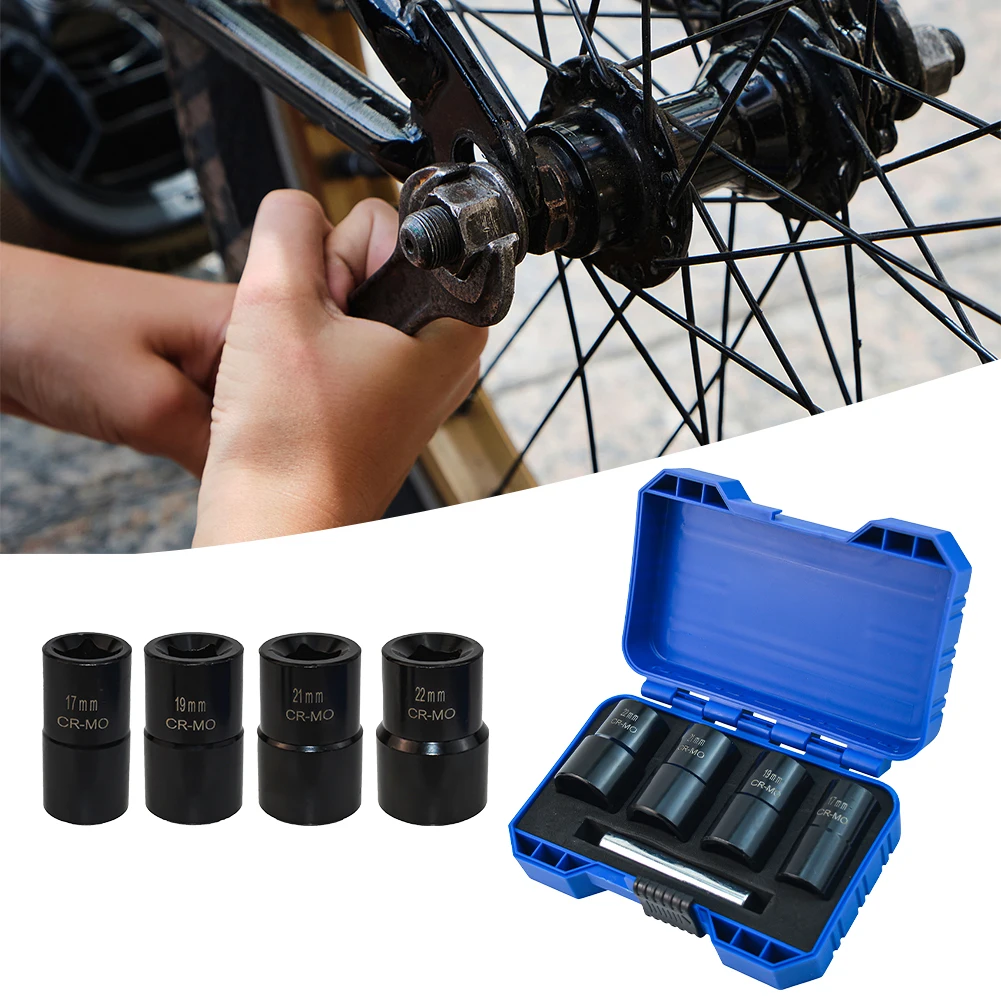 5 Pcs/Box Lug Nut Remover Removal Tool 1/2inch Drive Twist Socket Set 17mm 19mm 21mm 22mm Nut and Bolt Extractor Car Acesssories