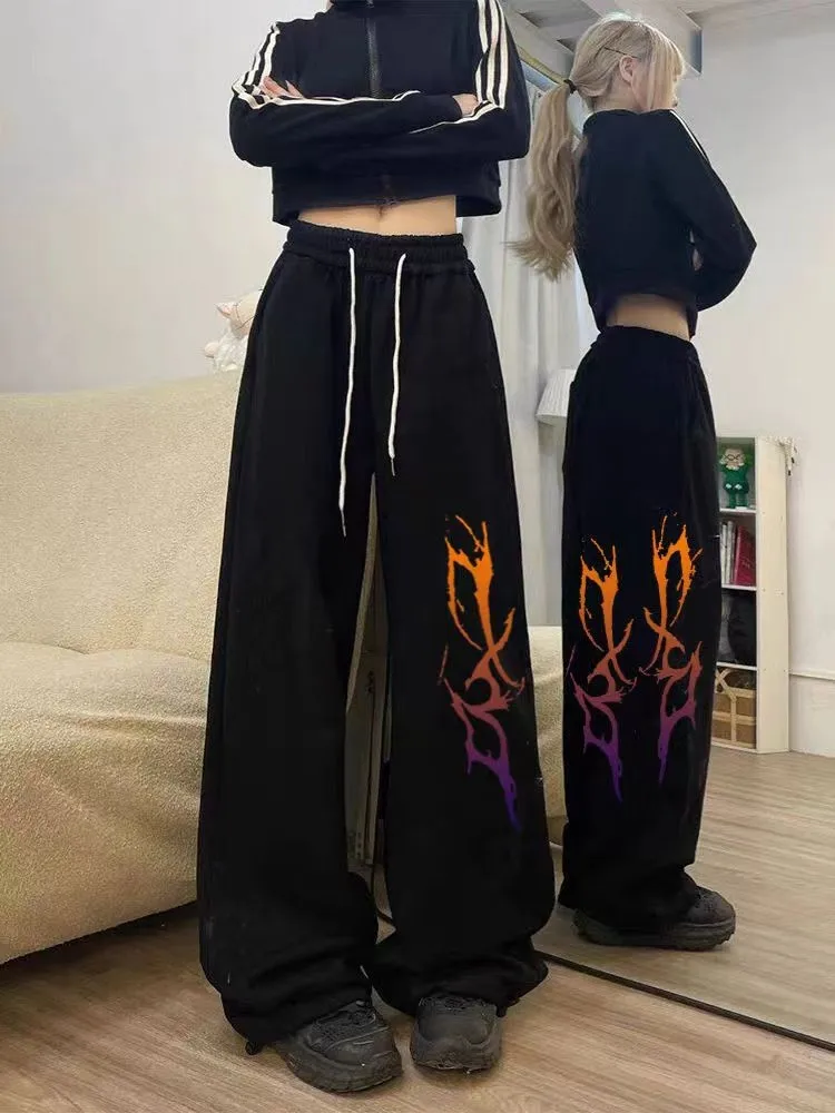 Street dance hip-hop creative sports pants for women high waisted loose casual jazz dance casual pants trend