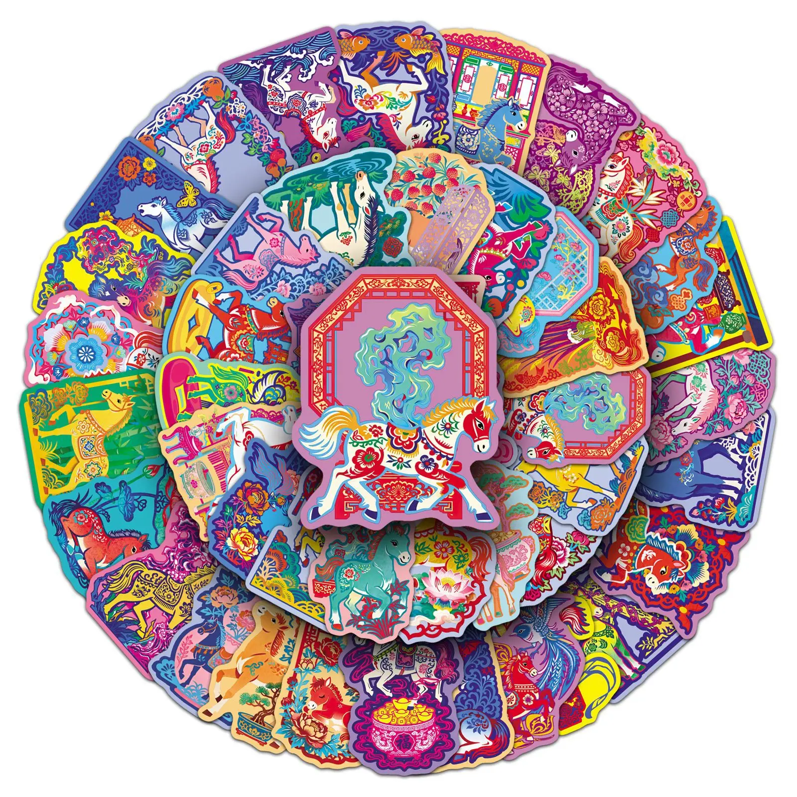10/50PCS Colorful Horse Graffiti Stickers Animal Spring Festival Sticker for Computer Notebook Stationery DIY Toys Secret