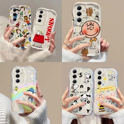 Cartoon Cute 3D Wave Phone Case per Samsung Galaxy S24 S23 S21 S20 FE Plus Ultra 4G 5G Cover posteriore in Silicone morbido S-Snoopies