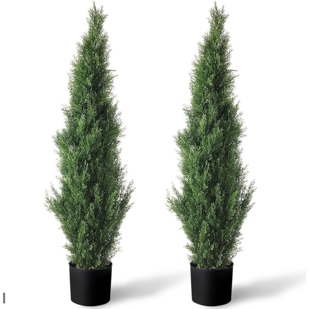 Set of 2 Pre-Potted 3.1 Feet Faux Tree Porch, Garden, Entryway Topiary, Indoor/Outdoor Use - Ready to Display