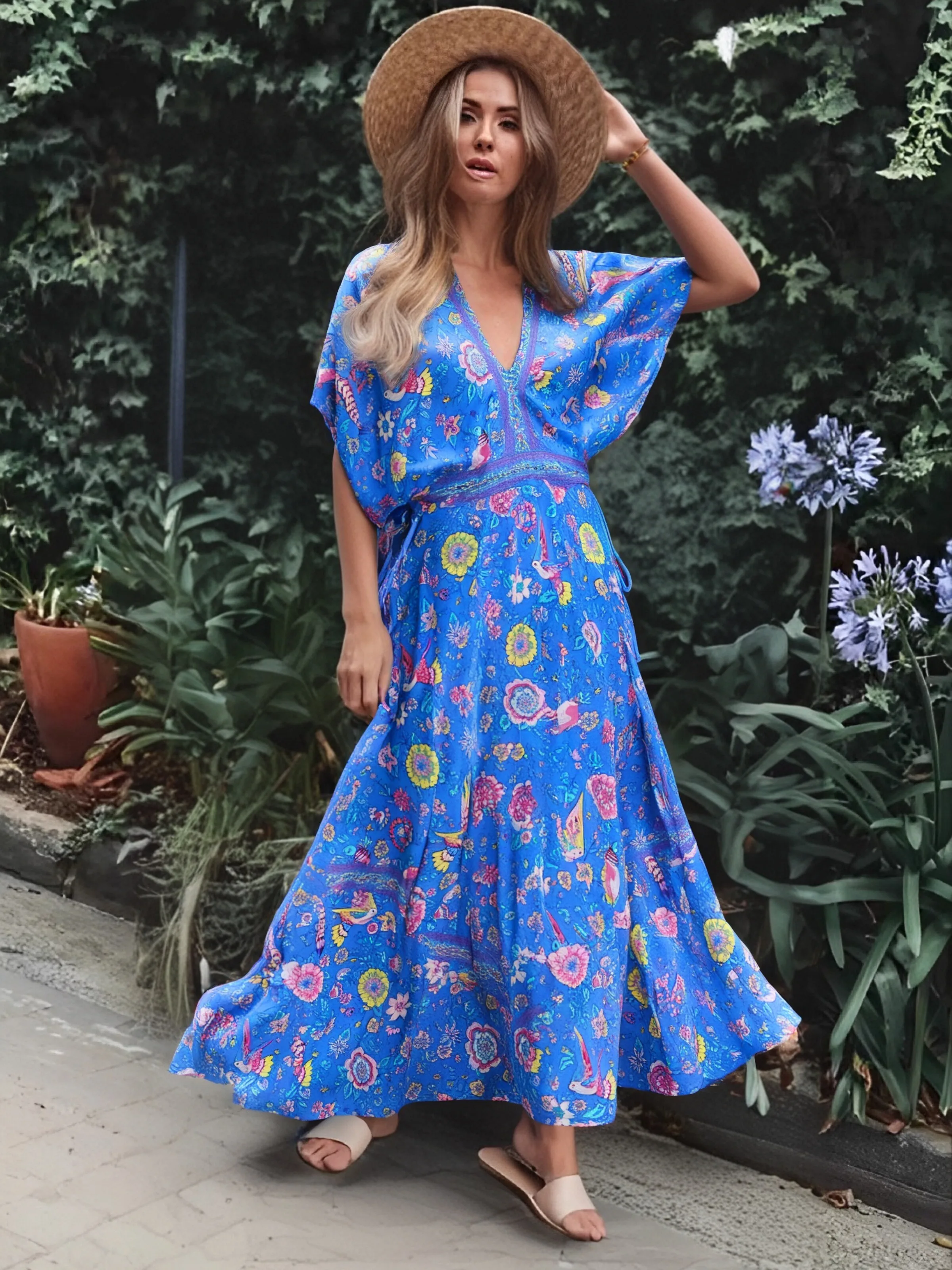 long sleeve cheetah dress Electric Blue cheetah print long sleeve modest maxi dress