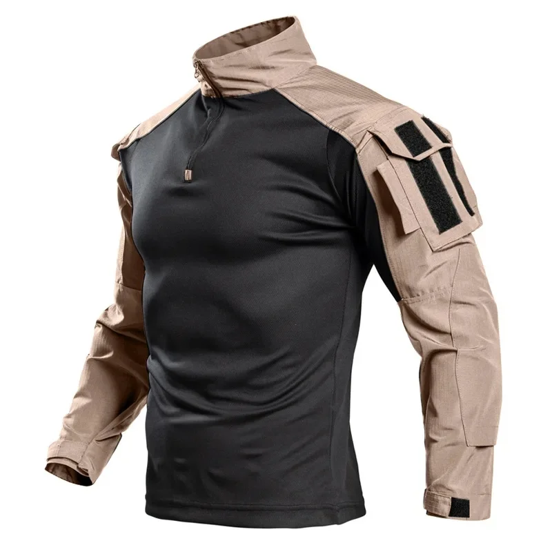 Frog suit camouflage summer long-sleeved T-shirt with stand-up collar, outdoor hunting, casual sports, tactical shirt view 2