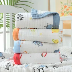 Cartoon Baby Blankets Summer Newborn 6 Layers Thicken Soft Cotton Muslin Swaddle Wrap Stuff Infant Boys Girls Blanket 110*110CM