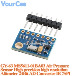 2pcs/1pc GY-63 MS5611 01BA03 Air Gas Pressure Sensor 24Bit AD Converter IIC/SPI High Precision Resolution Altimeter Module