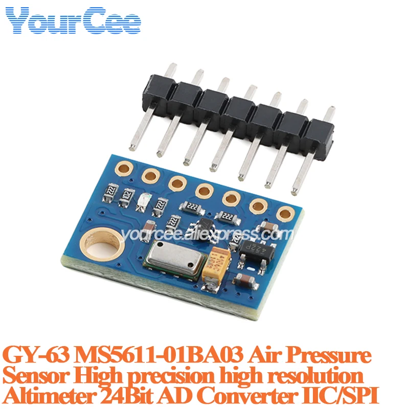 2pcs/1pc GY-63 MS5611 01BA03 Air Gas Pressure Sensor 24Bit AD Converter IIC/SPI High Precision Resolution Altimeter Module
