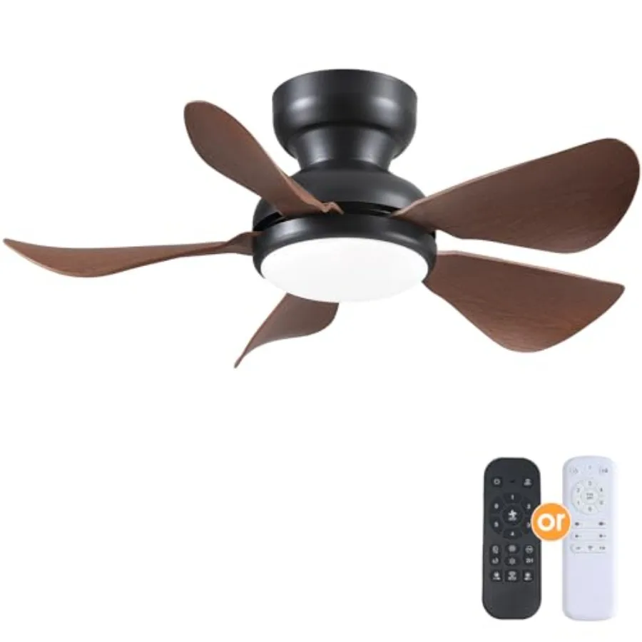 

ch Modern Ceilg Fans with Lights, Small Flush Mount Ceiling Fan with Light, Remote Control, 5 Reversible Curved Blades, 6 Speed