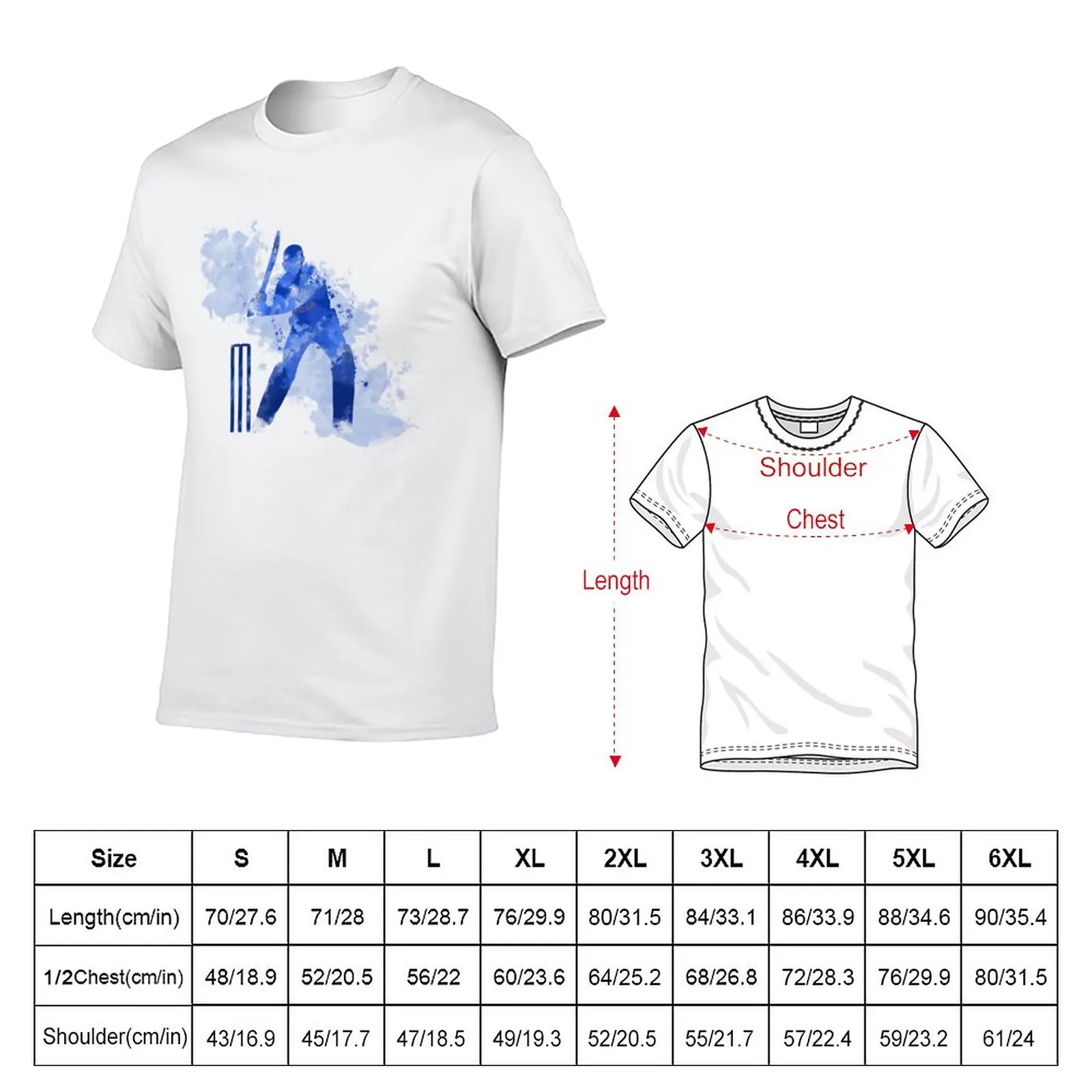 INDIA CRICKET - BATSMAN watercolour splatters T-Shirt heavyweights vintage clothes oversized t shirts for men