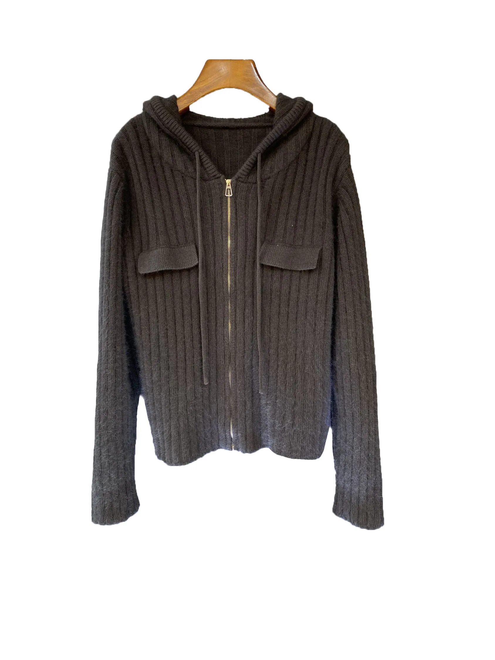 

Короткий Свободный кардиган с капюшоном, теплая и удобная куртка на молнии, новинка зимы 2023, 1221