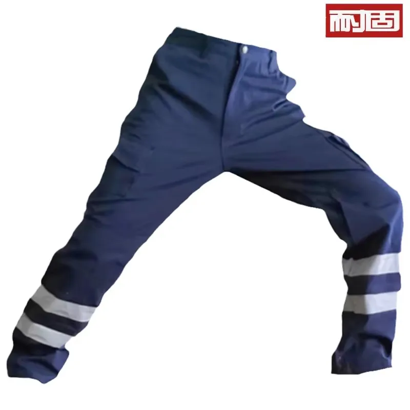 Durable American-Style Work Pants for Men, Summer Men's Pants with Reflective Strips, Work Pants for Mechanics, Workshop Labor Protection Clothing, Workwear