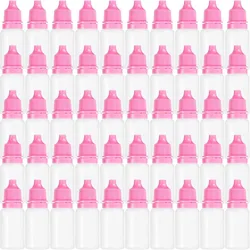 100pcs Empty Plastic Liquid Dropper Bottle Squeezable Eye Dropping Container with Pink Childproof Cap for Home Travel Wholesale