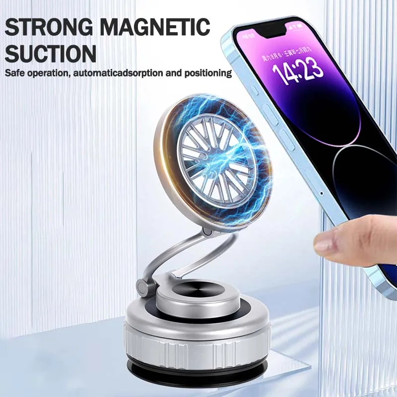 

Vacuum Magnetic Suction Cup Car Phone Holder 360° Swivel Navigation Mount Foldable Windshield Air Vent Phone Brackt