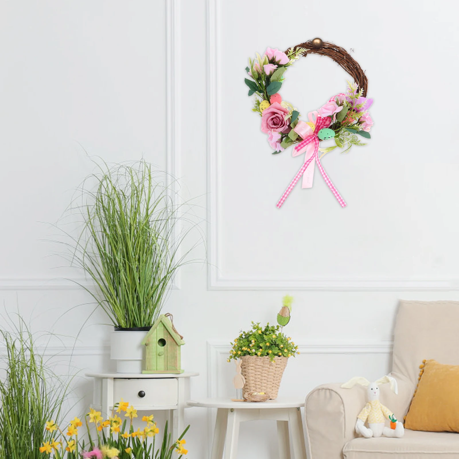 

Easter Wreath Artificial Spring Front Door Decor Hanging Farmhouse Decorations Home