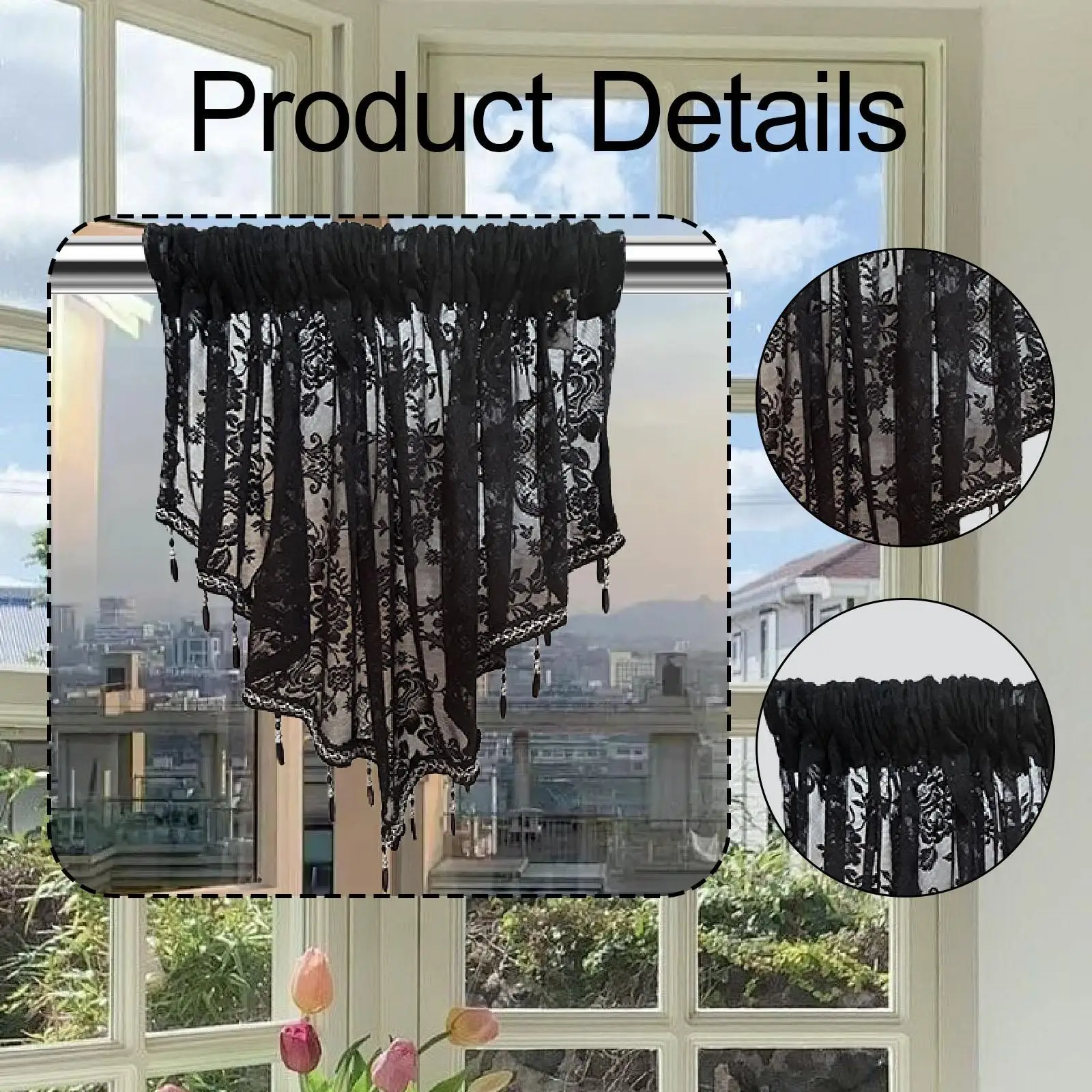 Window Valance Decorative Easy Installation Home Decor Lightweight Kitchen