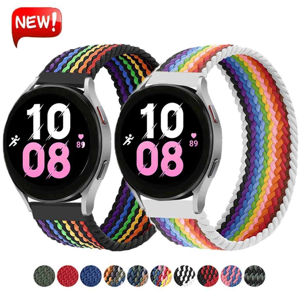 20mm 22mm Band for Samsung Galaxy watch 4 5 44mm 40mm Gear S3 active 2 Braided Solo Loop bracelet HUAWEI watch gt 2e pro 3 strap