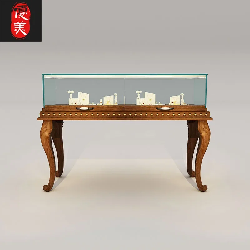 13Retro Display Glass Jewelry Store Jade Medieval Head Jewelry Cabinet
