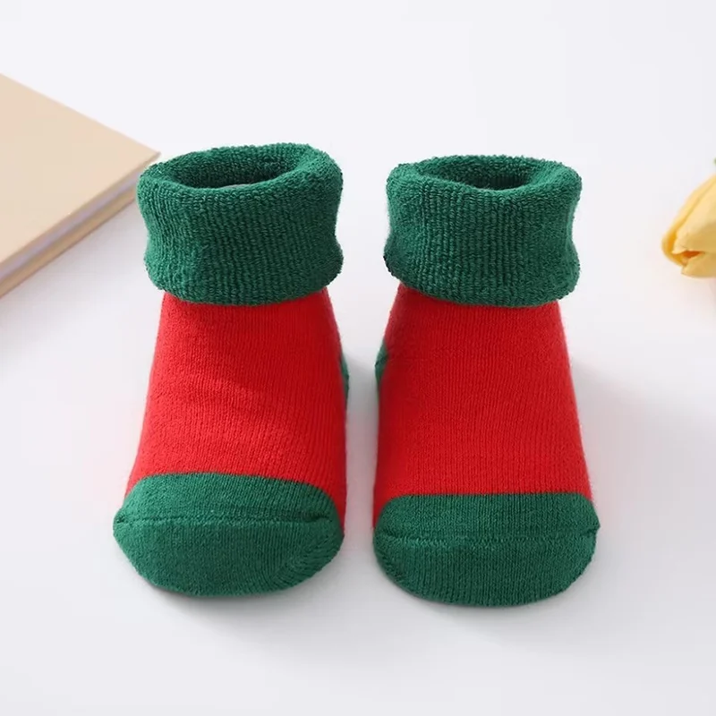 Autumn Winter Newborn Boys Girls Short Socks Children Striped Thicked Warm Santa Claus Baby Christmas Socks