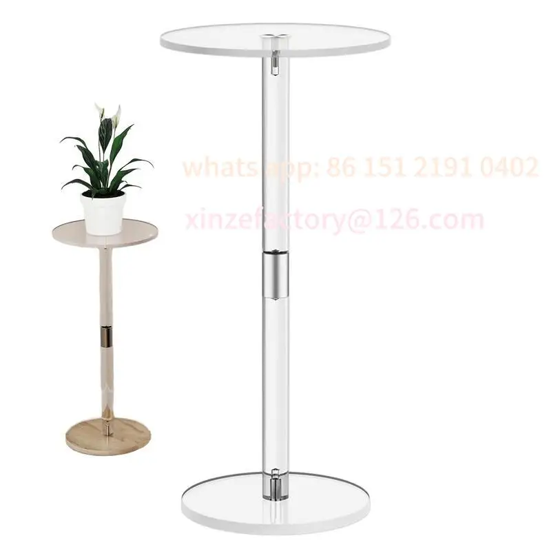 

Customizable Acrylic Transparent Coffee Clear Drink Table Small Round End Modern Living Room bedside Table Acrylic desk Home Dec