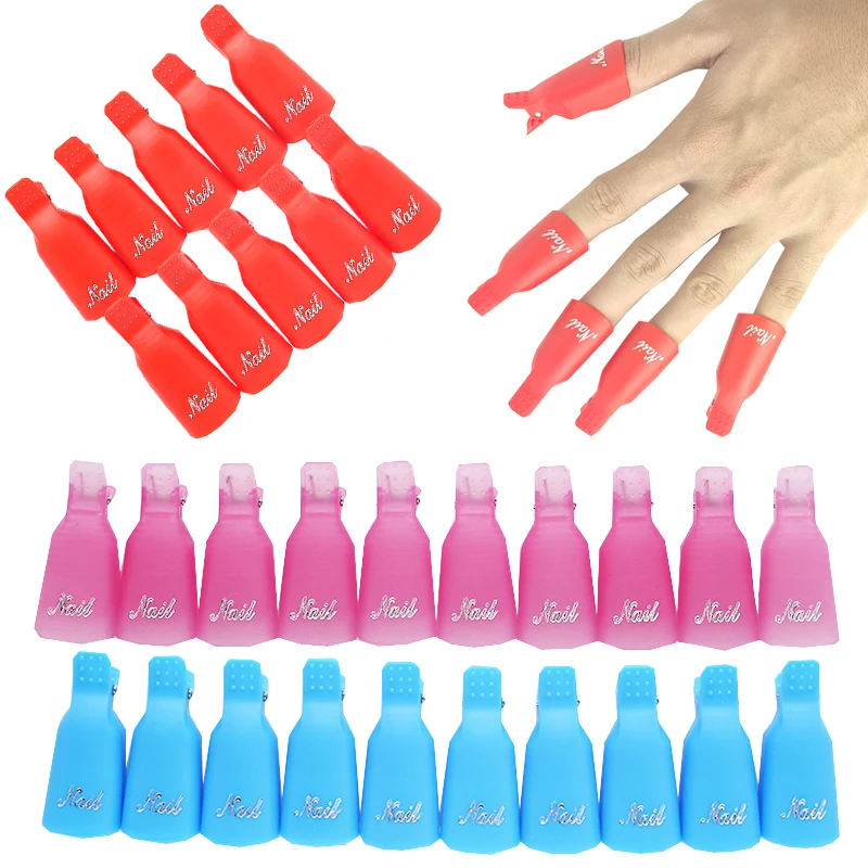 Plastic Nail Polish Remover Clip UV Gel Polish Remover Wrap Tool Nail Art Soak Off Cap Nail Degreaser Cleaner Tips