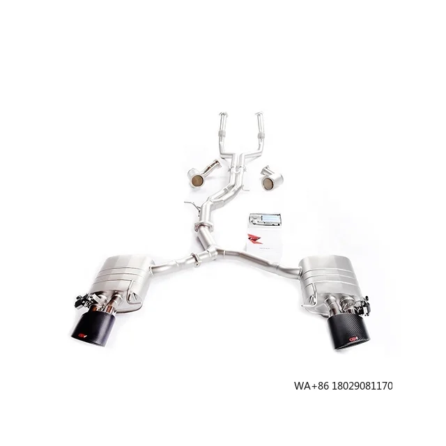 Hot Design Performance Muffler Carbon Fiber  Tips Piping Exhaust System for  RS4 B9 2.9T V6 2018+