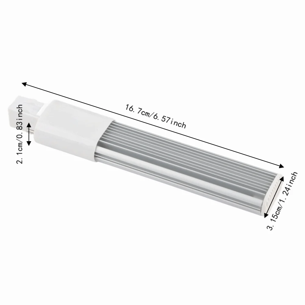 2 Pack Bright G23/GX23 LED Bulb 2-Pin 6W LED Tube Light 600LM AC 85-265V PL Horizontal Lamp Under Cabinet