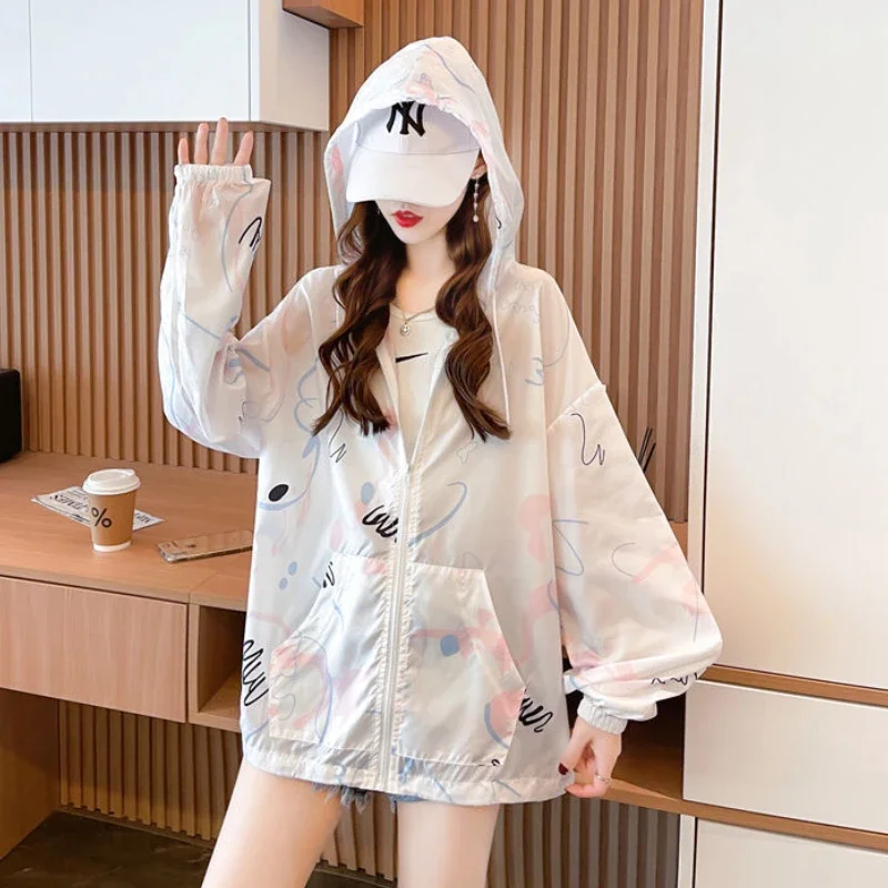 Basic Jassen Dames Kawaii Studenten Losse Zonwering Dunne Koreaanse Mode College Zoete Casual Vakantie Ademend Outdoor Ins