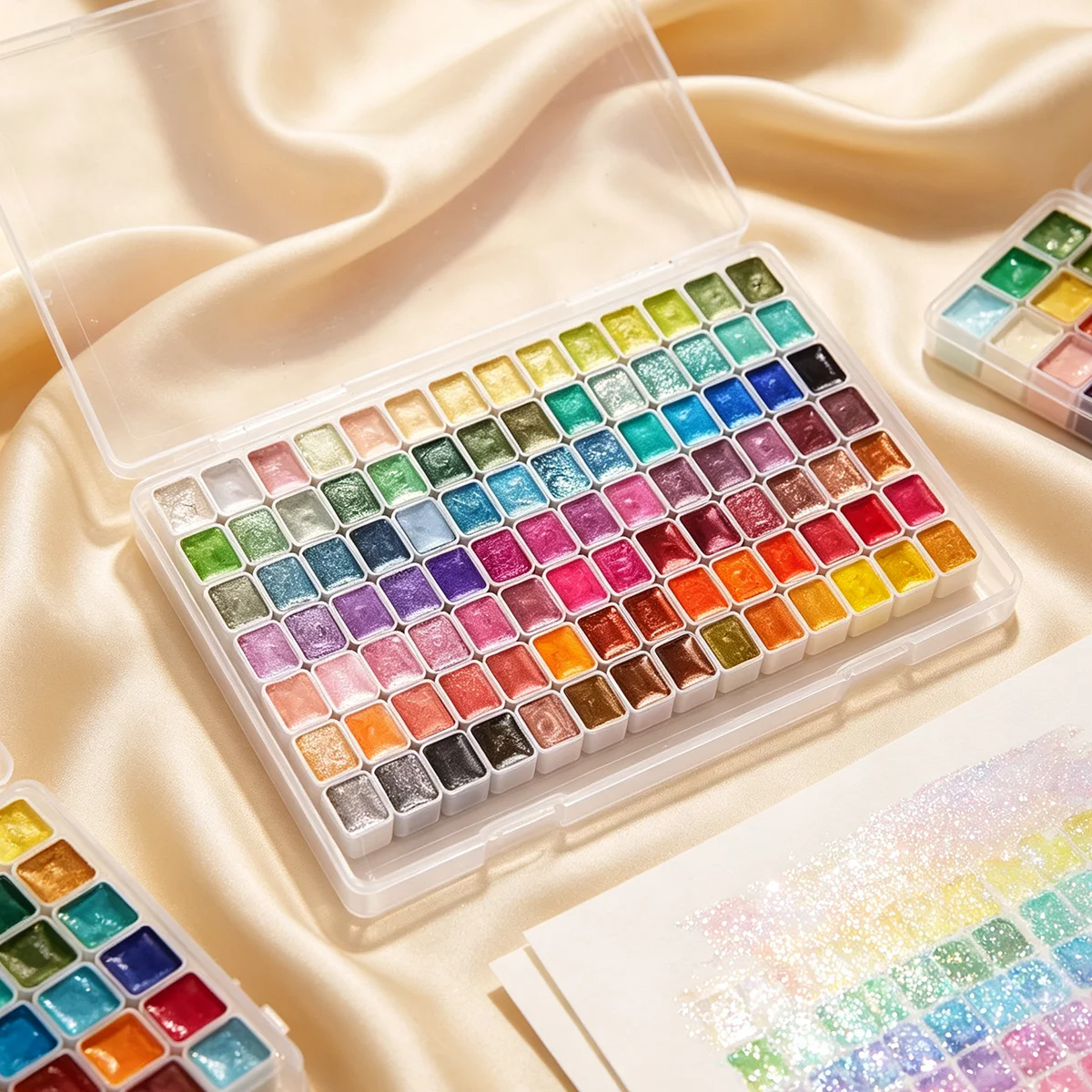 Metallic Watercolor Paint Set, 96 Colors High Shimmer Pigment with Portable Box, for Adult, Artists in Birthday and More