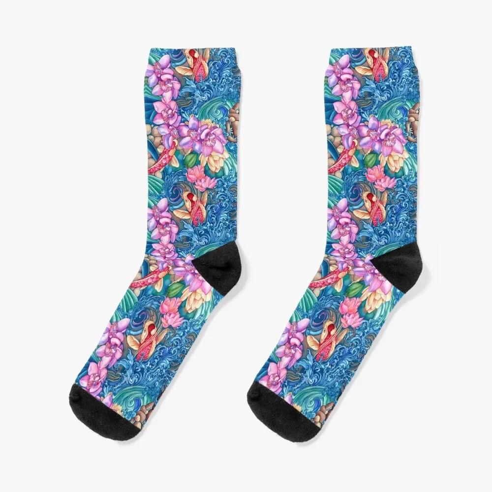 Chaussettes Splash Orchid pour hommes et femmes, chaussettes en coton, randonnée heureuse, haute qualité