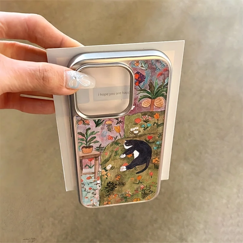 

Cute cat pattern phone case suitable for iPhone 17 16 15 14 13 12 11 Pro/Max/Plus anti drop and shockproof back cover